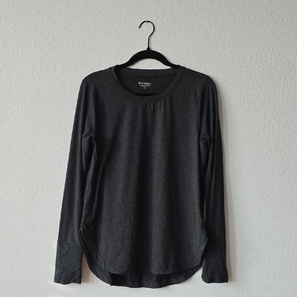 Athleta Charcoal Long Sleeve Crew Top